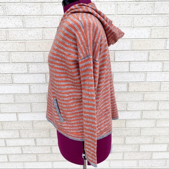 Joie Orange & Gray (Grey) Wool Cashmere Hoodie Sweater Size Small - Picture 6 of 14